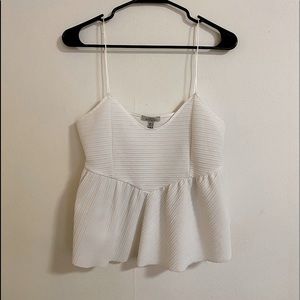 Zara White Monochrome Stripe Peplum Top